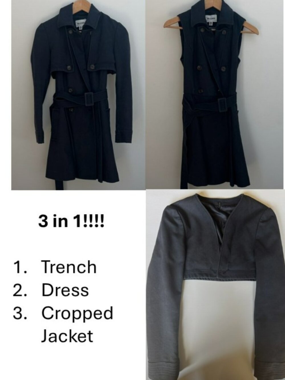 McGinn Knightsbridge London Convertible Trench Dress | Navy | 3-Way Wear | Y2K